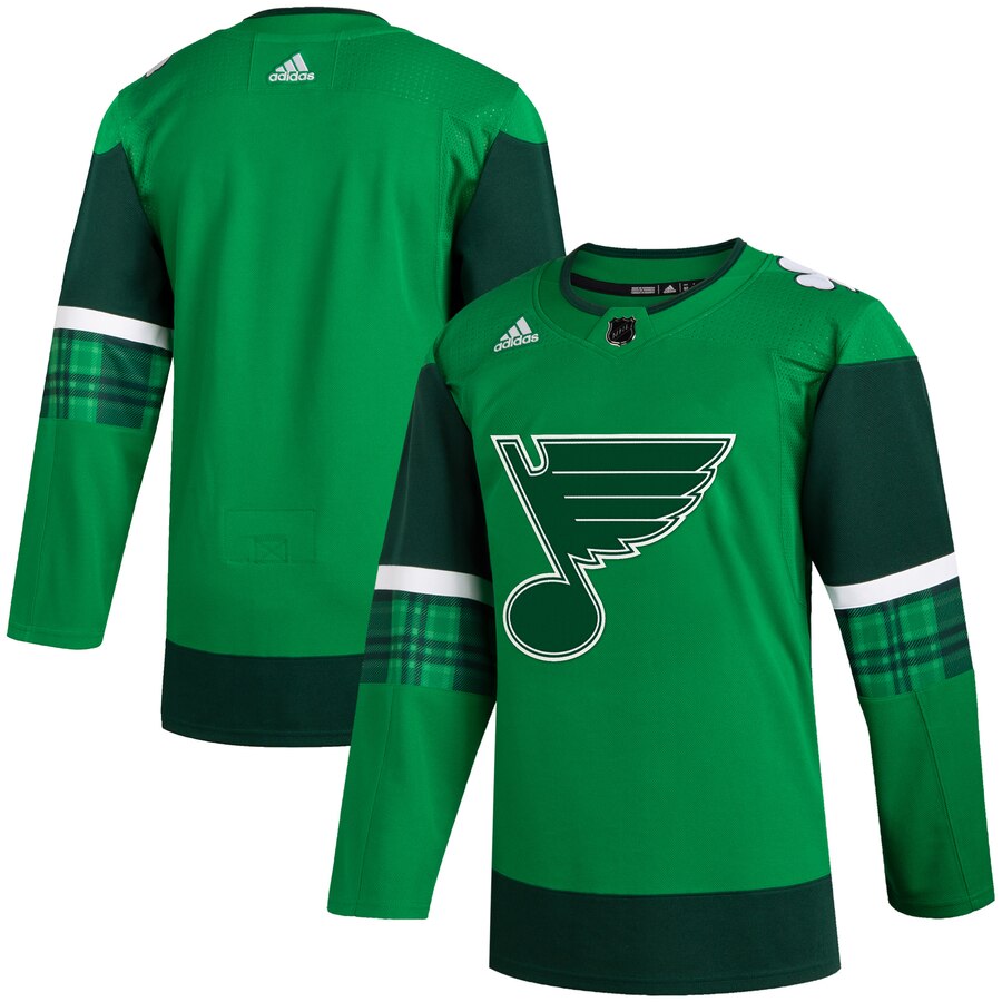 St. Louis Blues Blank Men Adidas 2020 St. Patrick Day Stitched NHL Jersey Green